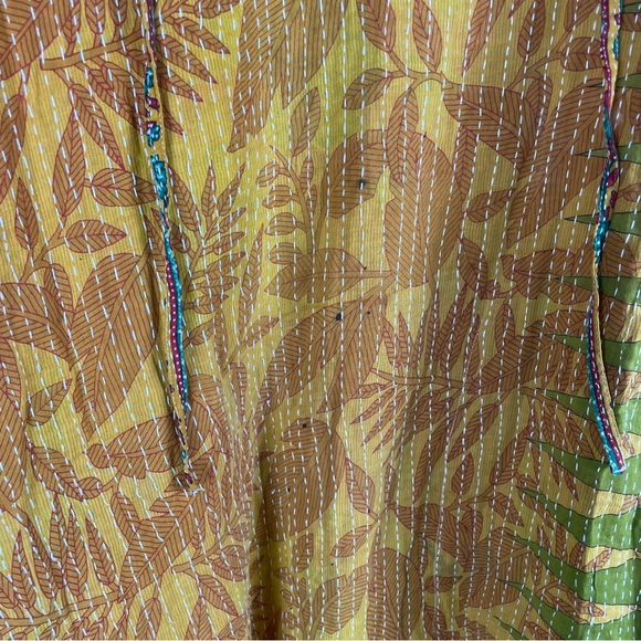 Kantha Bae Boho Hippie Quilted Floral Slouchy Above Knee Reversible Dress OS - Picture 6 of 11